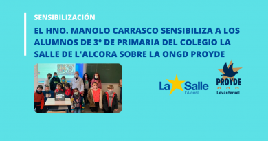 El Hno. Manolo Carrasco sensibiliza a los alumnos de 3º de Primaria del Colegio La Salle de L’Alcora sobre la ONGD PROYDE