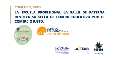 La Escuela Profesional La Salle de Paterna renueva su sello como Centro Educativo por el Comercio Justo.