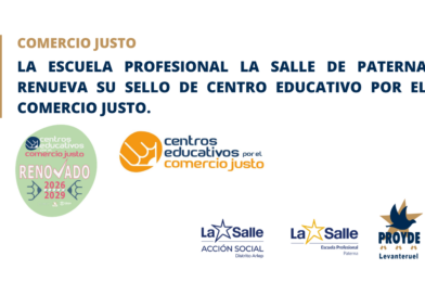 La Escuela Profesional La Salle de Paterna renueva su sello como Centro Educativo por el Comercio Justo.